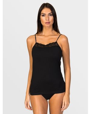 Zd - Zero Defects Unterhemd Afrodita Lace Straight Neck Soy Fiber - Schwarz
