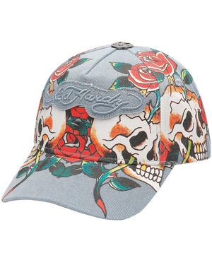 Ed Hardy Kappe Skull Rose - Weiß