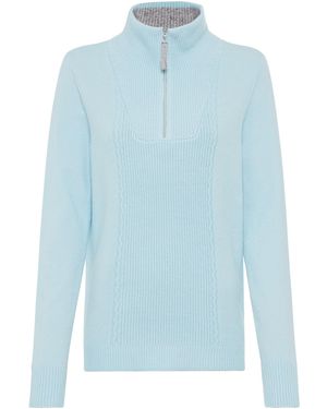Olsen Pullover Henny, Troyer-Kragen - Blau