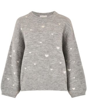 Apricot Embroidered Heart Jumper - Grau