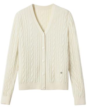 LILYSILK Strickjacke Strickjacke Aus Baby-Kaschmir Mit Zopfmuster - Weiß
