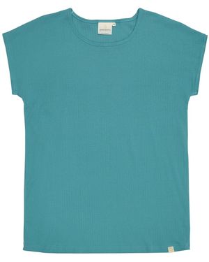 greenjama Schlafshirt Lässiges T-Shirt Aus Derby-Rib - Blau