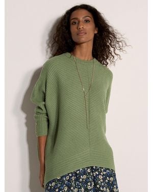 Apricot Chevron Knit Batwing Jumper - Grün