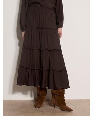 Apricot Ruffle Tiered Maxi Skirt - Braun