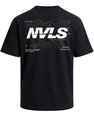 Neverless Maglietta Uomo Con Stampa Posteriore 'Space Shark Hot Pizza' - Cotone Jersey, Vestibilità Slim, Streetstyle