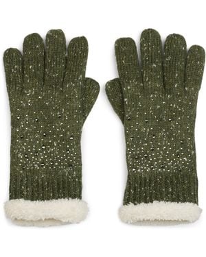styleBREAKER Fingerhandschuhe Strickhandschuhe Mit Strass Und Fleece - Grün