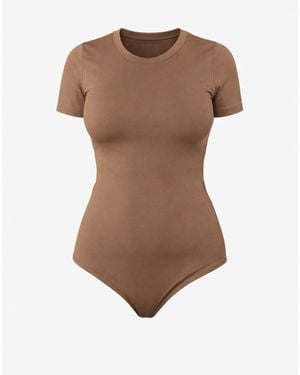 LEAFLETIC Body Short Sleeve Crew Neck Bodysuit - Braun