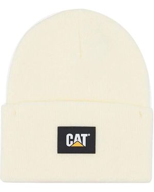 Caterpillar Mütze Label Cuff Beanie Cream - Weiß