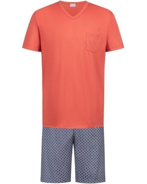 Mey Pyjama Tie Geo - Rot