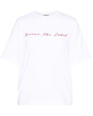 SENSES.THE LABEL Oversized T-Shirt Tec:La Mit Backprint - Weiß