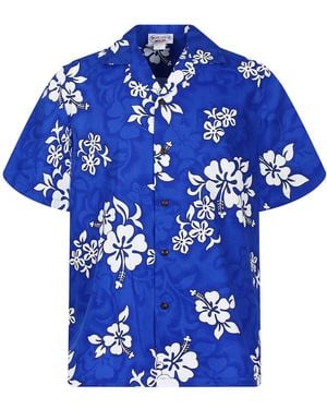 Pacific Legend Hemd Hibiscus Royale - Blau