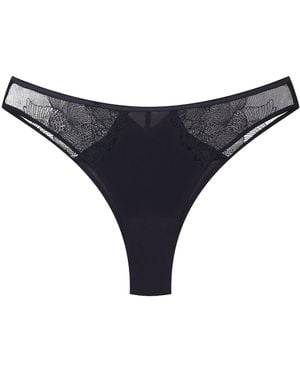 ESOTIQ Panty Brasil Slip Bluey, Dekorative Zierriemen, Feine Stickerei - Blau