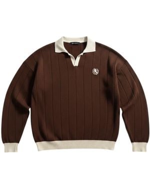 Kleidermafia Pullover Oversized Embroidered Polo Sweater - Braun