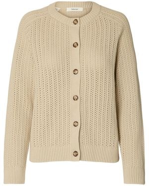 SELECTED Strickjacke Slwolga - Natur