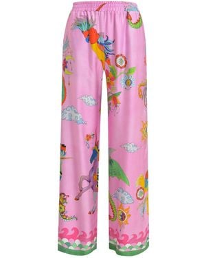Milano Italy Gemusterte Hose Mit Elastikbund - Pink