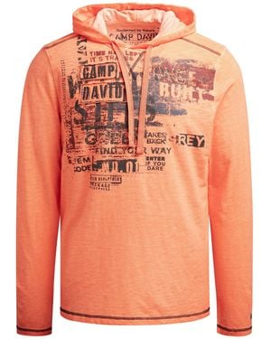 Camp David Kapuzenshirt Slub Jersey Mit Label-Applikationen - Orange