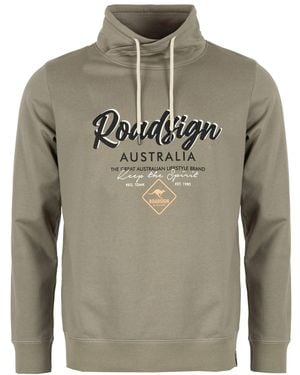 ROADSIGN australia Sweatshirt Sweatshirt Edge Tube Mit Logo Print Und Schalkragen - Grau