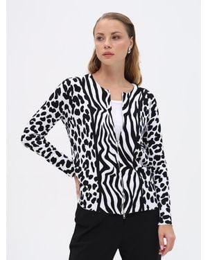 Passioni Strickjacke Strickjacke Mit Abstraktem Animal-Print - Schwarz