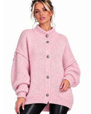 Worldclassca Oversizestrickjacke Strickjacke Mit Knopf - Pink