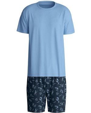 CALIDA Pyjama Kurz Relax Swiss Resort - Blau