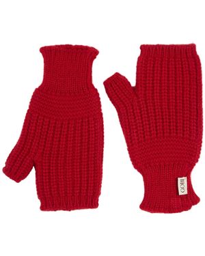 Gobi Cashmere Kurzfingerhandschuhe Rib-Knit Cashmere Gloves - Rot