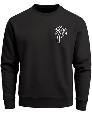 Neverless Sweatshirt Palm Lineart Logo - Schwarz