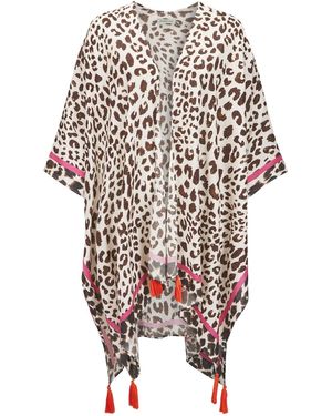 Codello Poncho Mit Klassischem Leo-Muster - Weiß