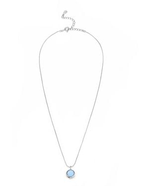 MayTree Kette Edelsteinkette Rondo, Aquamarin, 45 Cm, Versilbert - Weiß