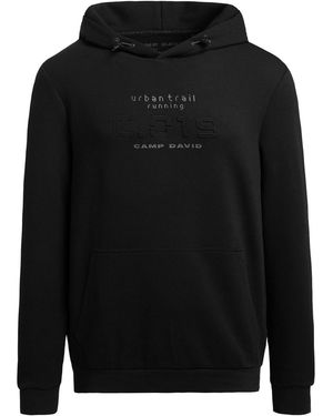 Camp David Hoodie Aus Interlock Mit Embossing-Artworks - Schwarz
