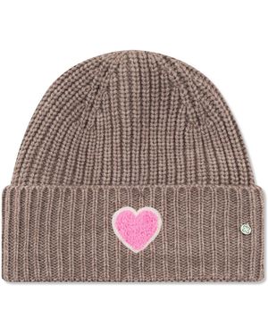 Codello Mütze Rippstrick Herz-Stickerei - Braun