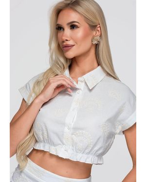 Ombre Bluse Ow-Sh-E0066 - Weiß