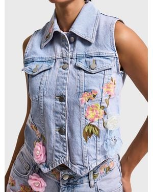 its basic Its Basic Weste Floral Denim Waistcoat - Blau