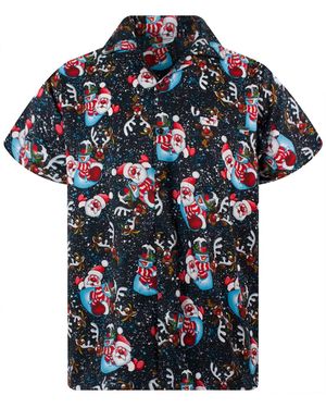 King Kameha Hemd Christmas Snowflakes - Blau