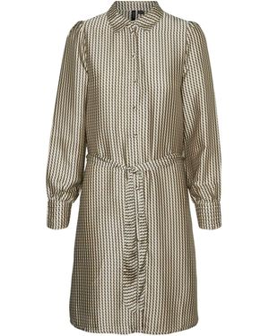 Vero Moda Blusenkleid (1-tlg) Drapiert/gerafft - Grau
