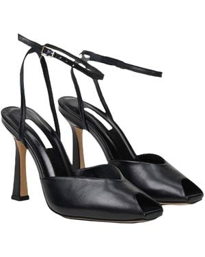 Desa Pumps Damen-Abendschuhe Aus Leder Mit Offener Zehenpartie - Schwarz