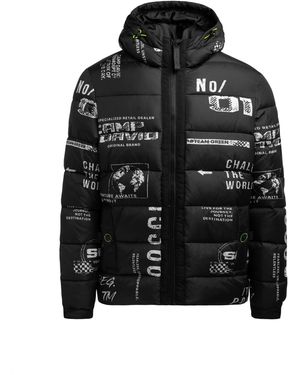Camp David Steppjacke Mit Kapuze Und All Over Print - Schwarz