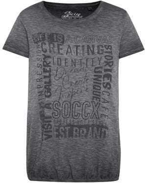 SOCCX T-Shirt Mit Artwork Und Elastiksaum - Grau