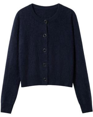 LILYSILK Strickjacke Ultraweicher Cardigan Aus Gebürstetem Kaschmir - Blau