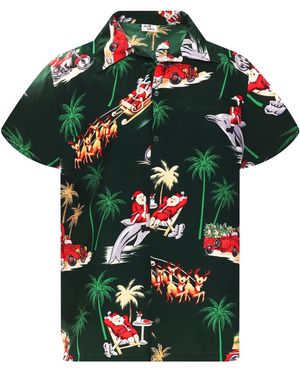 King Kameha Hemd Christmas Dolphin Santa - Grün
