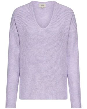 Camel Active Strickpullover Mit V-Ausschnitt - Lila