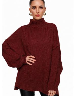 Worldclassca Oversizepullover Strickpullover Oversized Mit Stehkragen - Rot