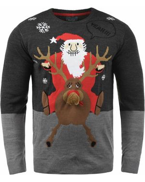 Blend Weihnachtspullover Rudolph - Grau