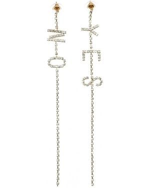 Addicted Ohrringe Yes & No Orecchini Placcati Oro Con Strass - Weiß