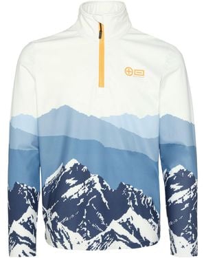 Chiemsee Fleecepullover Mit Berglandschaft Print - Blau