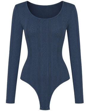 cfab Shapingbody Longsleeve Bodysuit Sculpting Shapewear With String - Blau