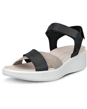 Ecco Flowt Wedge Luxury Crossband Sandalen - Weiß