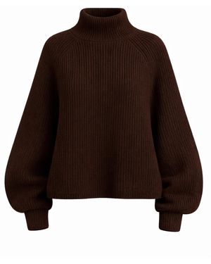 Worldclassca Oversizepullover Oversized Strickpullover Mit Stehkragen - Braun