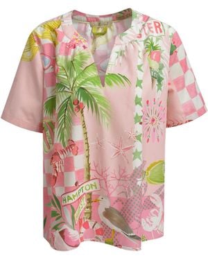 Smith & Soul Gemusterte Schlupfbluse Kurzarm - Pink