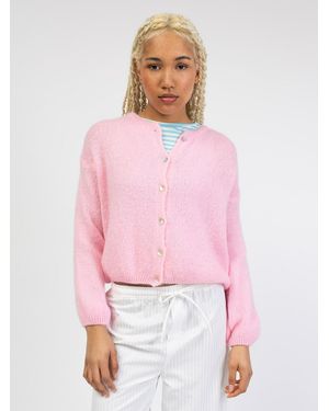 BROKE + SCHÖN Broke Schön Strickjacke Weiche Einfarbige Strickjacke - Pink