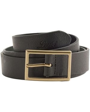 Levi's Ledergürtel RECTANGLE BELT mit goldfarbener Schließe und Logoprägung - Schwarz